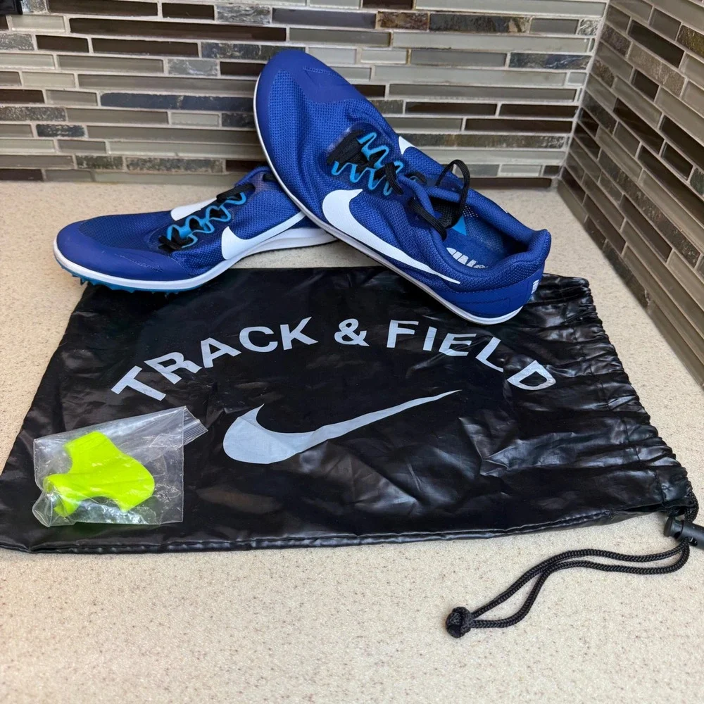 Nike Zoom Rival D 10 Mens 12 Blue &  White Track Field Racing‎ Spikes 907566-400